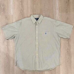 Polo by Ralph Lauren Green and White Small-Check Short-Sleeve Button-Down Shirt